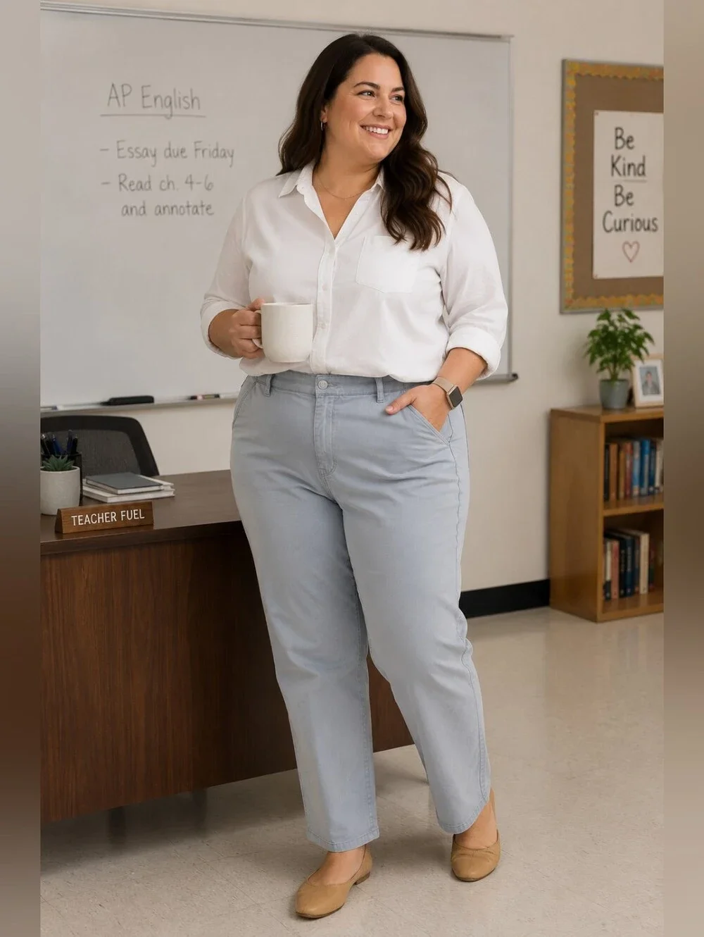 Lee Stretch Twill Slim Leg Mid-rise Essential Chino in Gray Workwear Women's 16